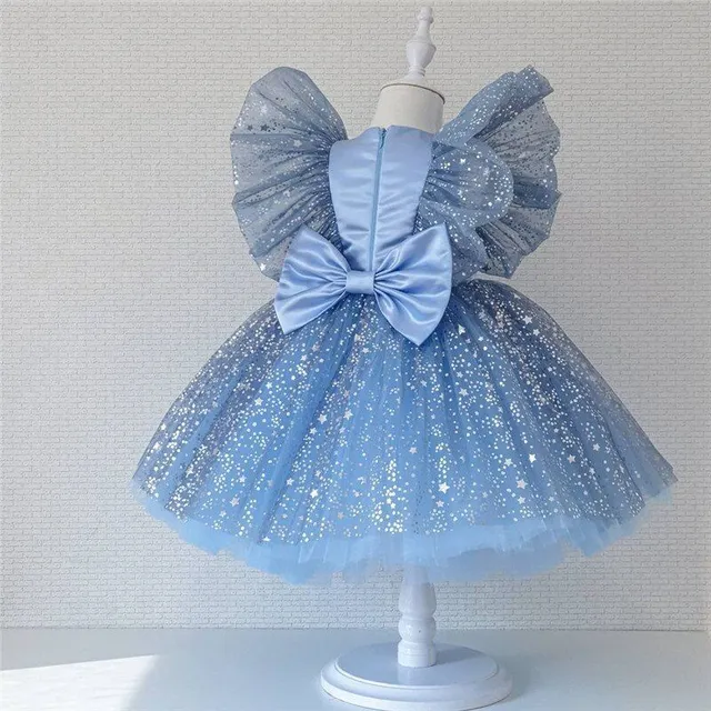 Girls formal fluffy dress with big bow