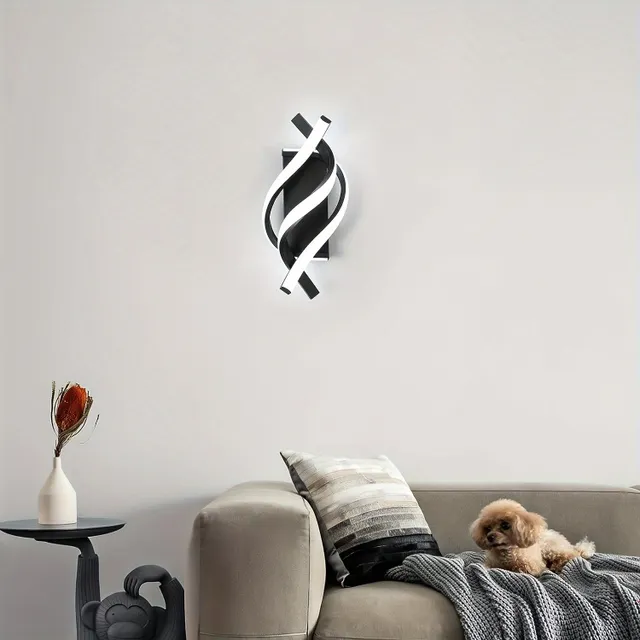 Modern adjustable LED wall lamp with 3 darkening colours, black and white metal wall lamp, decorative lighting