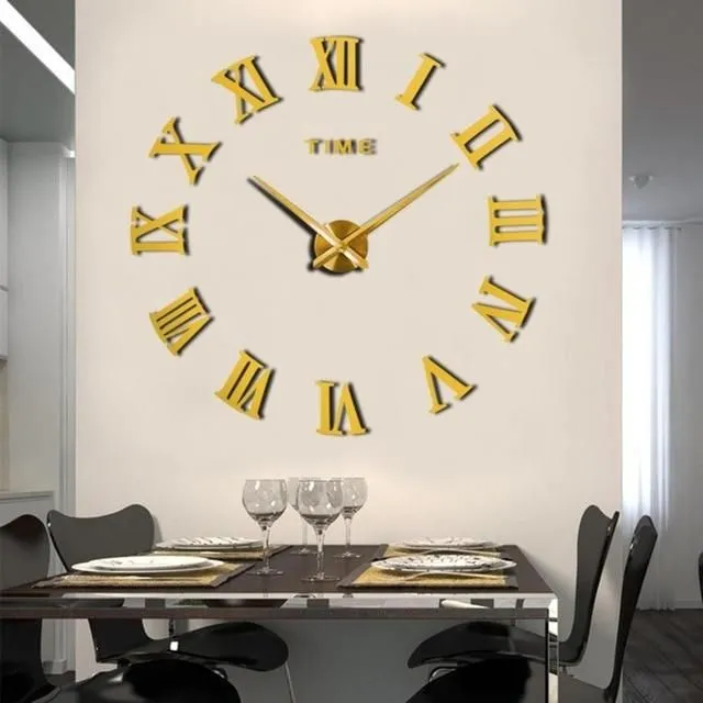 Modern 3D wall clock gold-2 40-60cm