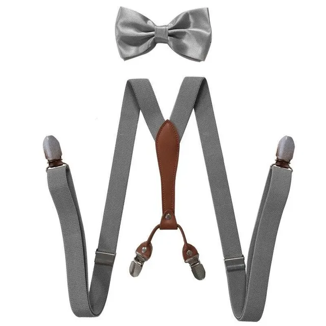 Men's suspenders with bow tie yellow Aspen seda