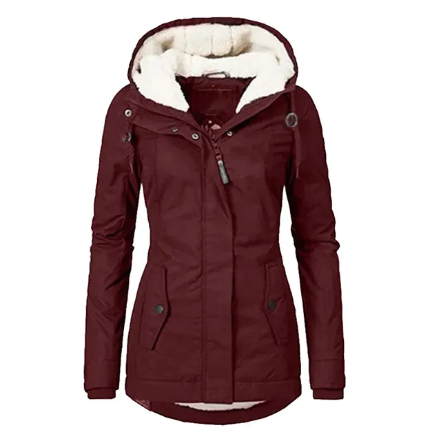 Manteau d'hiver pour femme en peluche avec capuche