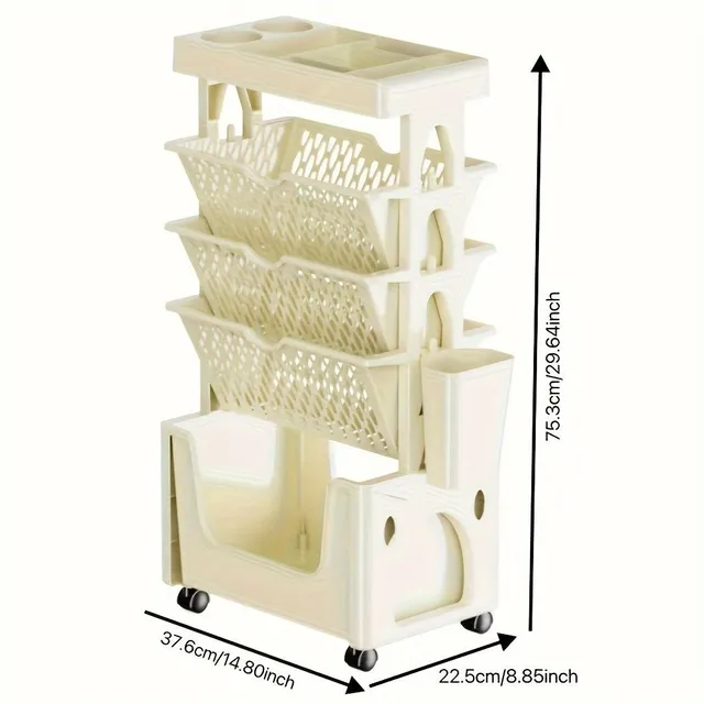 Removable storage basket for table with 5/6 floors and wheels