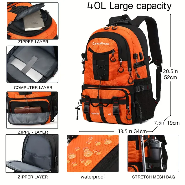 40L Vonkajší batoh na turistiku, kempovanie a lezenie