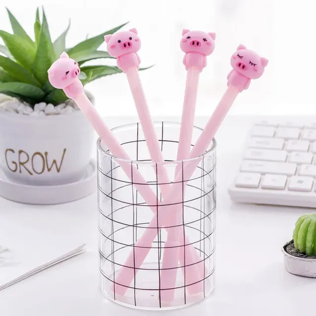 Set of 36 cute neutral pens with a pink pig's motif