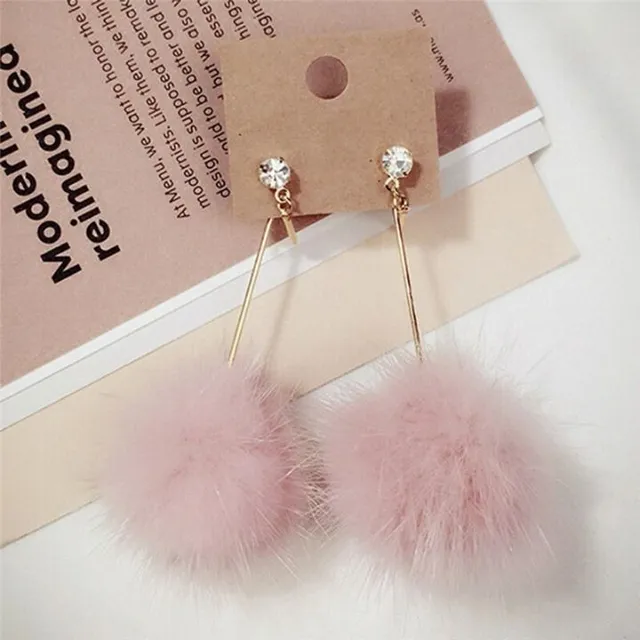 Beautiful ladies dangle earrings with plush Truman ball