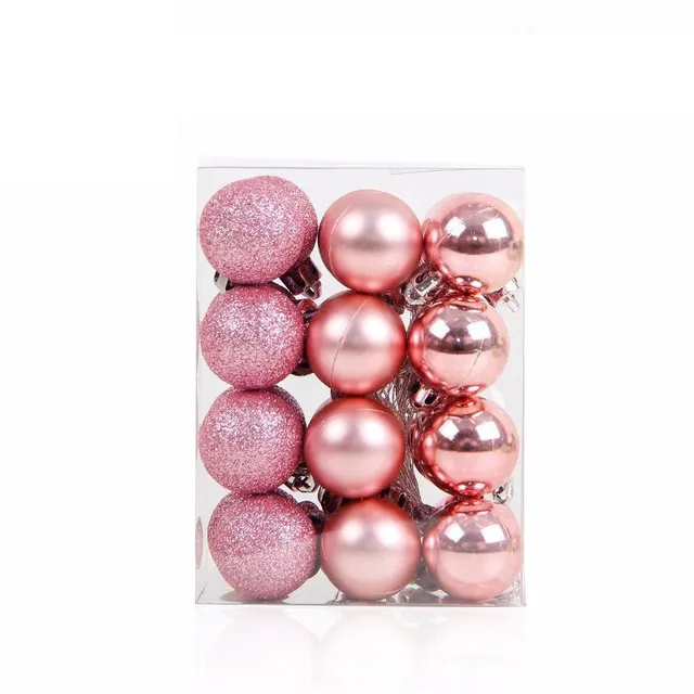 Christmas balls 24 pcs ruzova