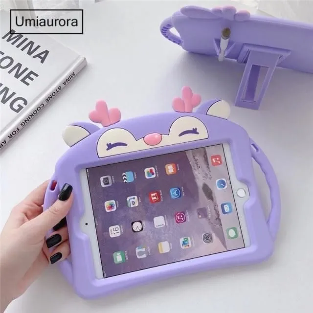 Children's iPad case made of soft silicone purple-deer ipad-mini-4-5-2019