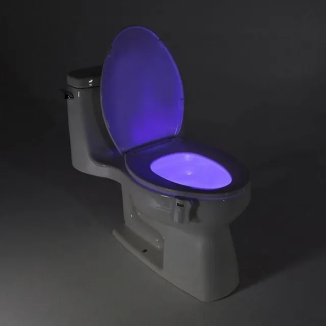 LED light on toilet bowl with motion detector