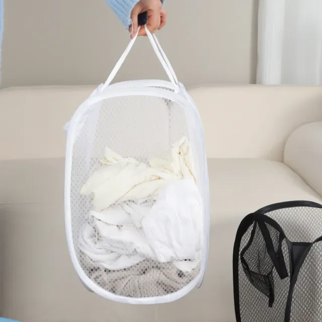 Folding netted laundry basket