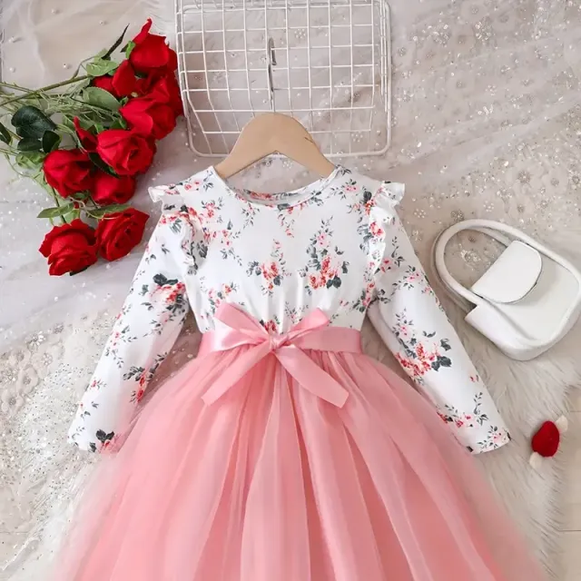 Rochiță de tulle de Crăciun pentru fetițe cu mâneci lungi - O ținută adorabilă și elegantă pentru sărbători pentru copii și prichindei, Cadou ideal