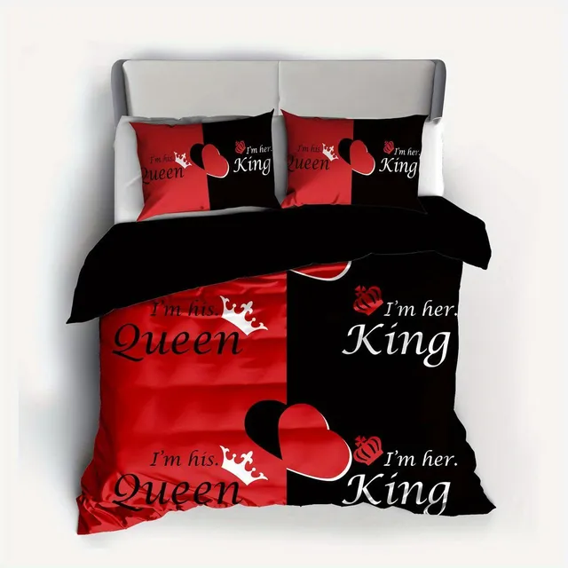 3-part soft and comfortable set of sheets with digital printing of crown and password Q&K