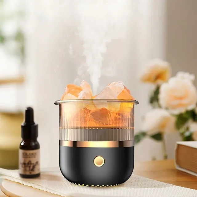 Air humidifier with Himalayan salt, aromatherapy and candlelight