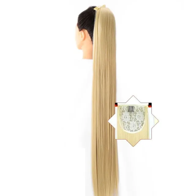 Long synthetic hair with a drawstring for fastening the ponytail - various variations