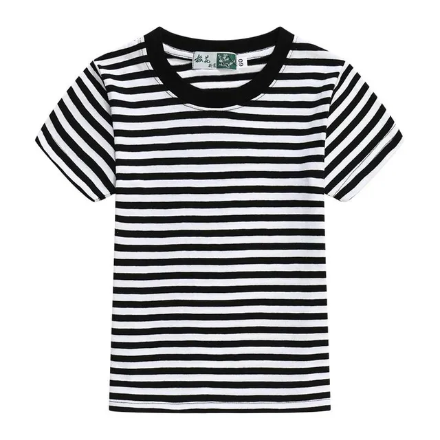 Baby T-shirt with stripes and short sleeve