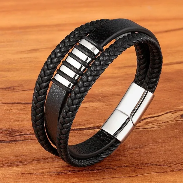 Ornate leather bracelet for men