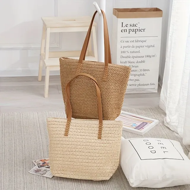 Trendy veľké tkané taška tote - Ideálne pre každodenné použitie a cestovanie