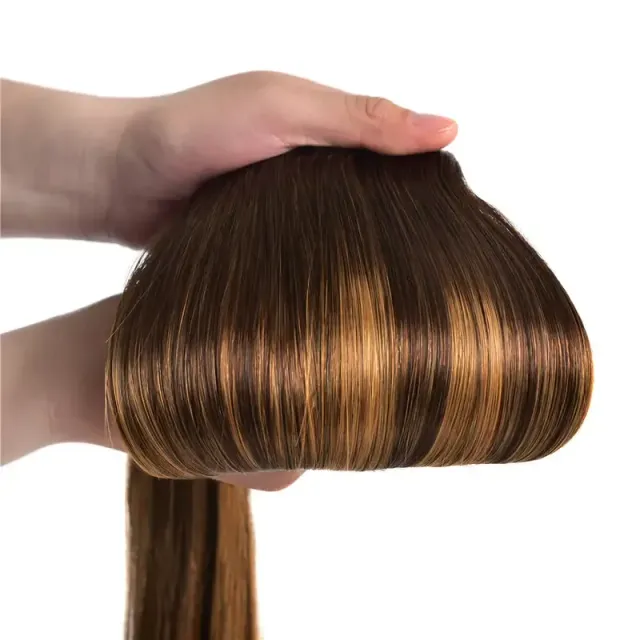 Extensions de cheveux naturels à clip pour femmes et filles - lisses, Remy, pour un usage quotidien