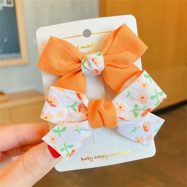 Set of colorful decorative hair bows 2 pcs