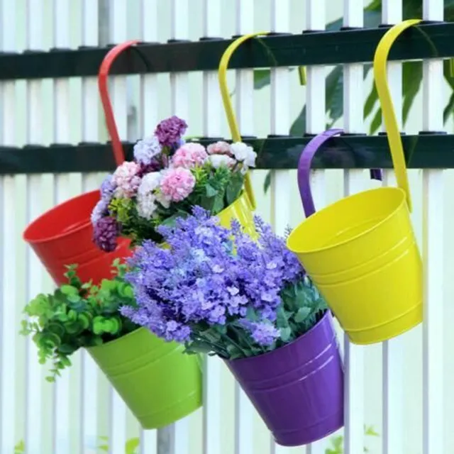 Set de 10 bucăți / 20 bucăți Ghiveci suspendat pentru plante de grădină de pe balcon Suport de floare din metal Ghiveci de flori din fier