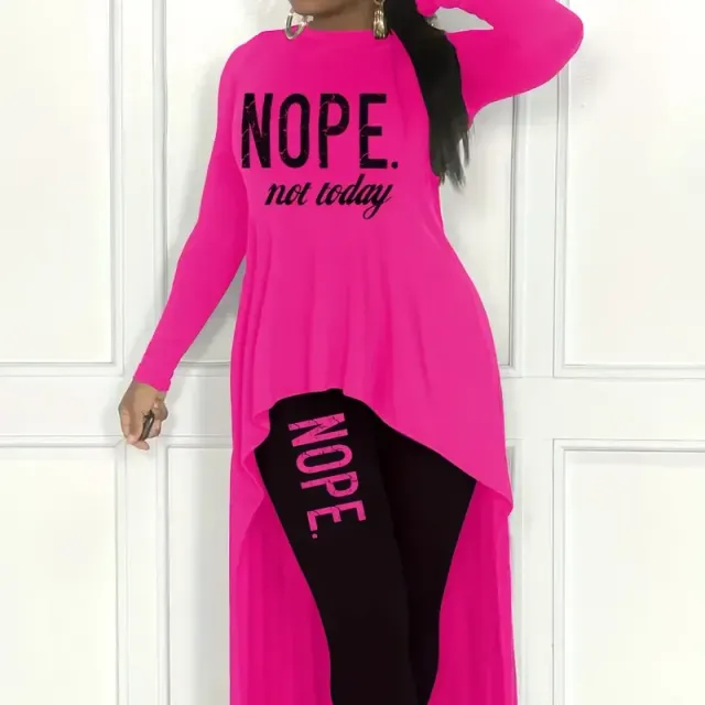 Two-piece Set of Clothing Plus Size for Leisure, Two-piece Set for Women with Letter Printing, Long Sleeve