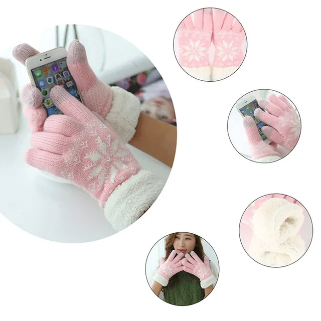 Ladies winter gloves with snowflake - 4 colours