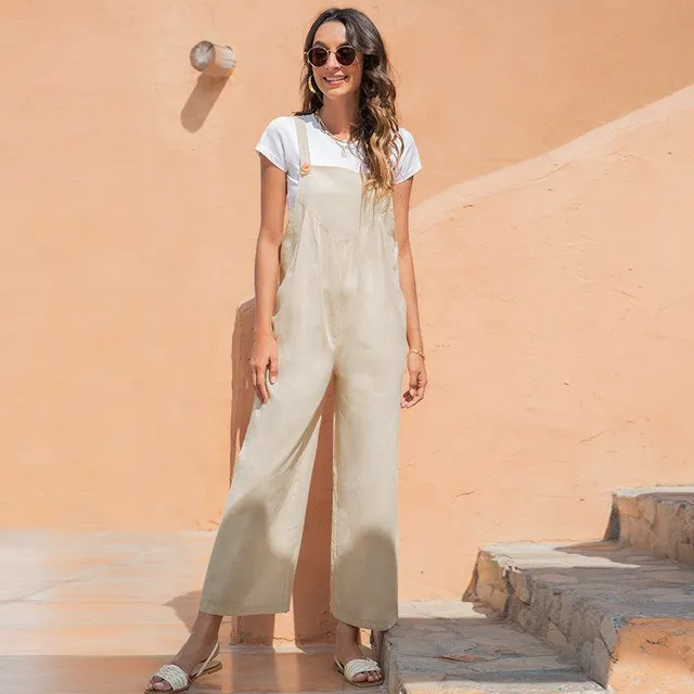 European and American retro casual long pants with bib overalls