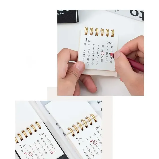 Mini Table Calendar 2024, portable creative notebook, decoration, small fresh chic table calendar, monthly planner for students and office supplies