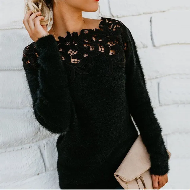 Dámske elegantný sveter s čipkou Samantha