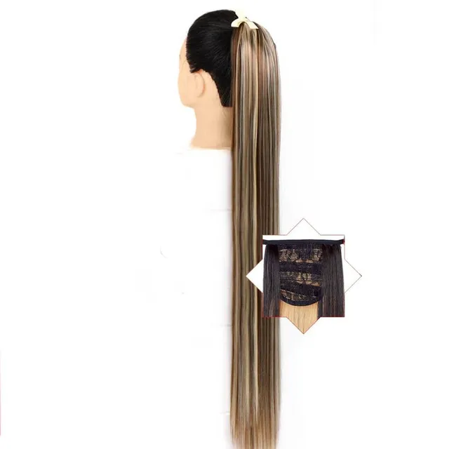 Long synthetic hair with a drawstring for fastening the ponytail - various variations