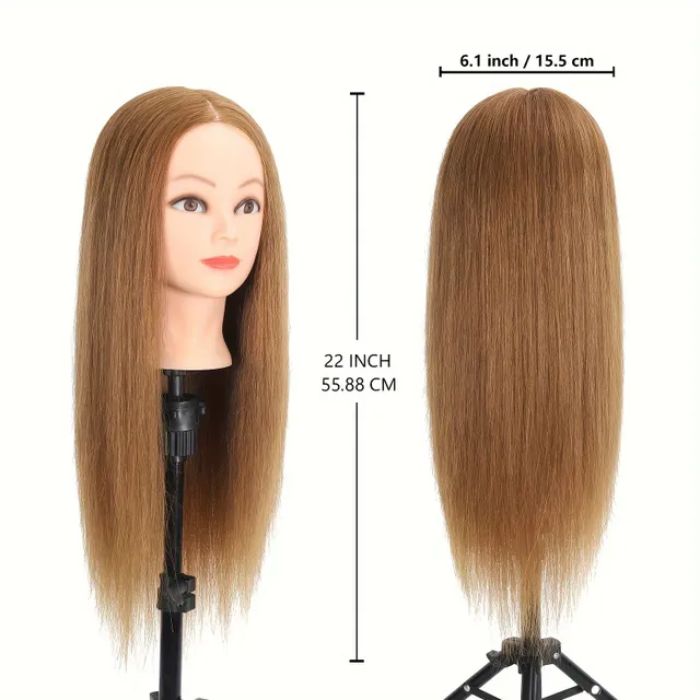 Hairdressing head with artificial hair - hairdressing, cosmetic and training purposes