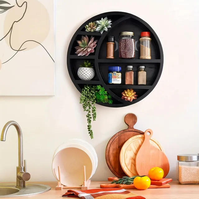 Shelves on wall with decorations