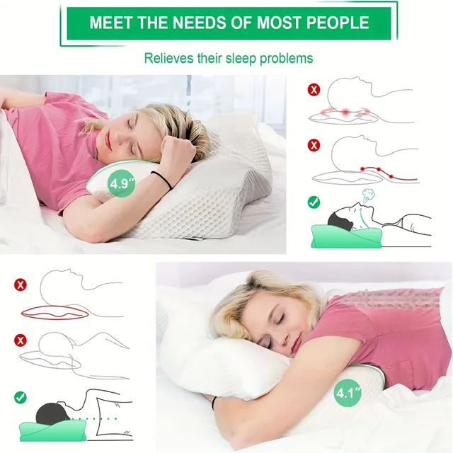 Anatomical memory foam pillow for neck and shoulder pain - for all sleeping positions