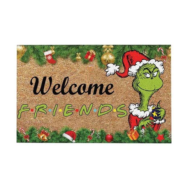 Anti-slip entrance mat with Christmas Grinche print