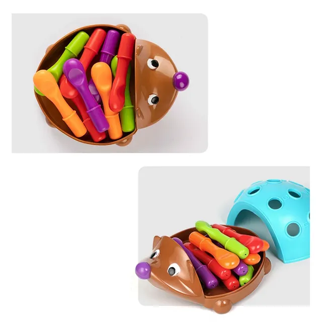 Children's educational toy in the shape of a hedgehog for the development of fine motor skills