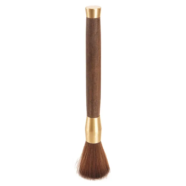 Brush for cleaning coffee from a grinder with wooden handle