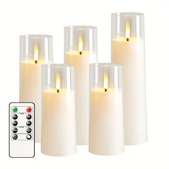 Dancing flames without risk: LED candle with remote control and timer (white) (d2.3"x5"5"6"7") - Christmas, Halloween, wedding