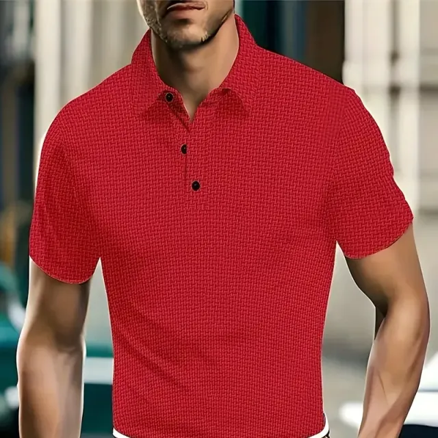 Men's Polo T-shirt, breathable, comfortable, with short sleeve and half buttoning, slim cut - summer and outdoor sports