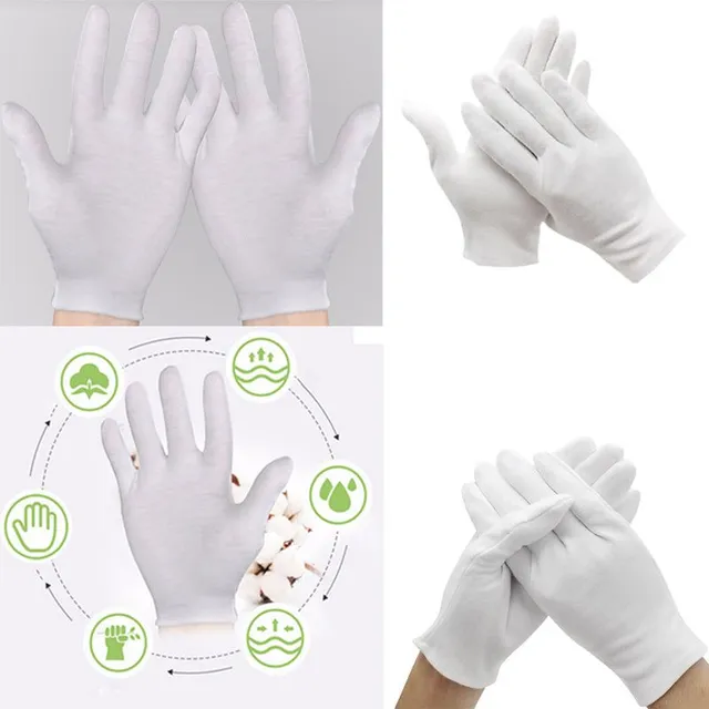 Bílé bavlněné rukavice - 6 párů