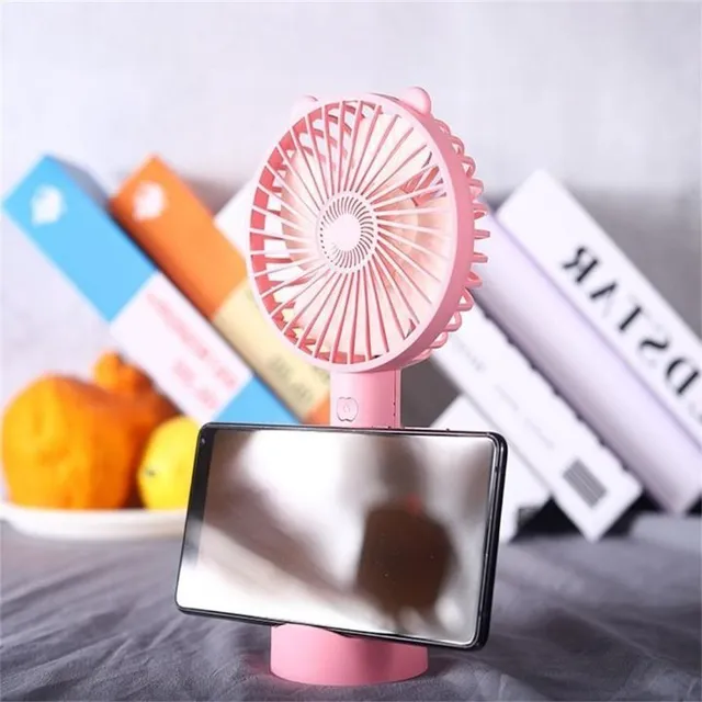 Luxury portable fan with USB charging and mobile phone holder - more colours
