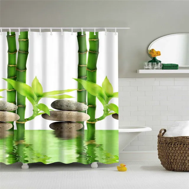 Shower curtain with nature motif