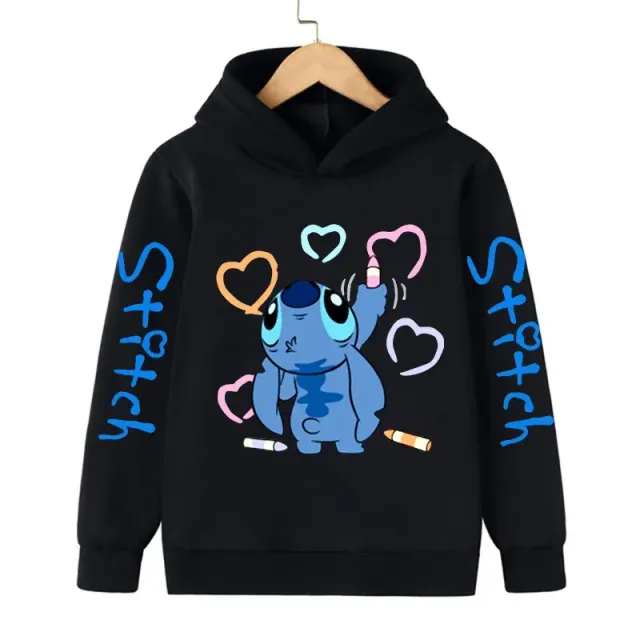 Dětská mikina s kapucí a roztomilým potiskem Stitch