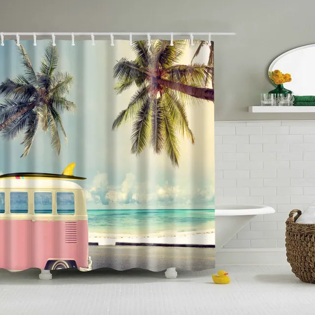 Shower curtain with nature motif