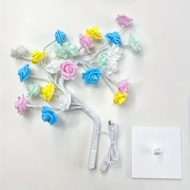 USB powered LED pink tree lamp translates to USB-powered LED rose tree lamp