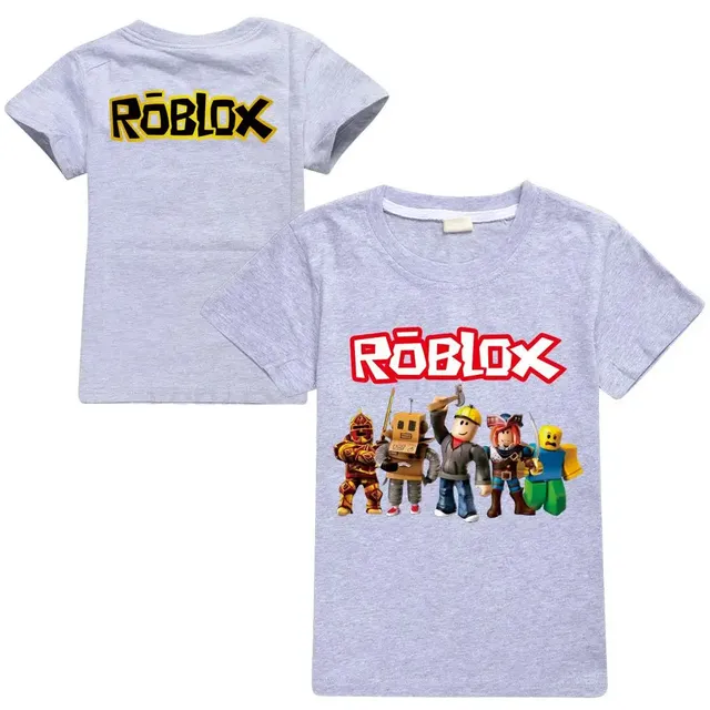 Stylové dětské jednobarevné tričko s krátkým rukávem a potiskem postav ze hry ROBLOX