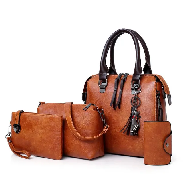 Set of quality leatherette stylish handbags