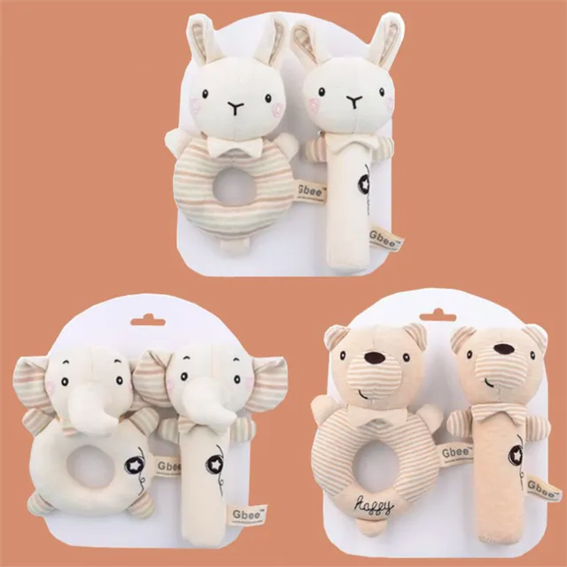 Cute plush rattle for newborns - 2 pcs