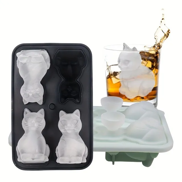 Silicone form for ice in the shape of a cat - a multifunctional form for chocolate, pudding, jelly, candy and ice cubes for whiskey