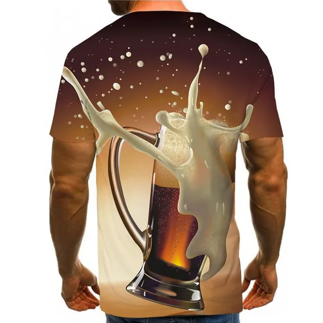 Men's short sleeve T-shirt with beer print
