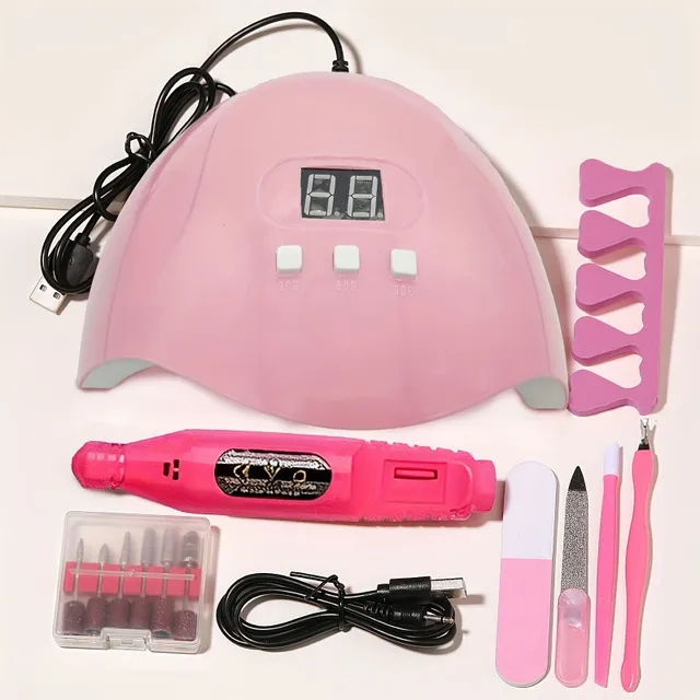 7v1 Nail Set z lampą UV i klejem do szybkiego suszenia