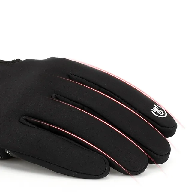 Velvet gloves for winter with zipper, waterproof, windproof, touch screen for outdoor cycling and skiing